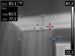 Home Inspection - Infrared IR Camera Image of Ceiling and Wall